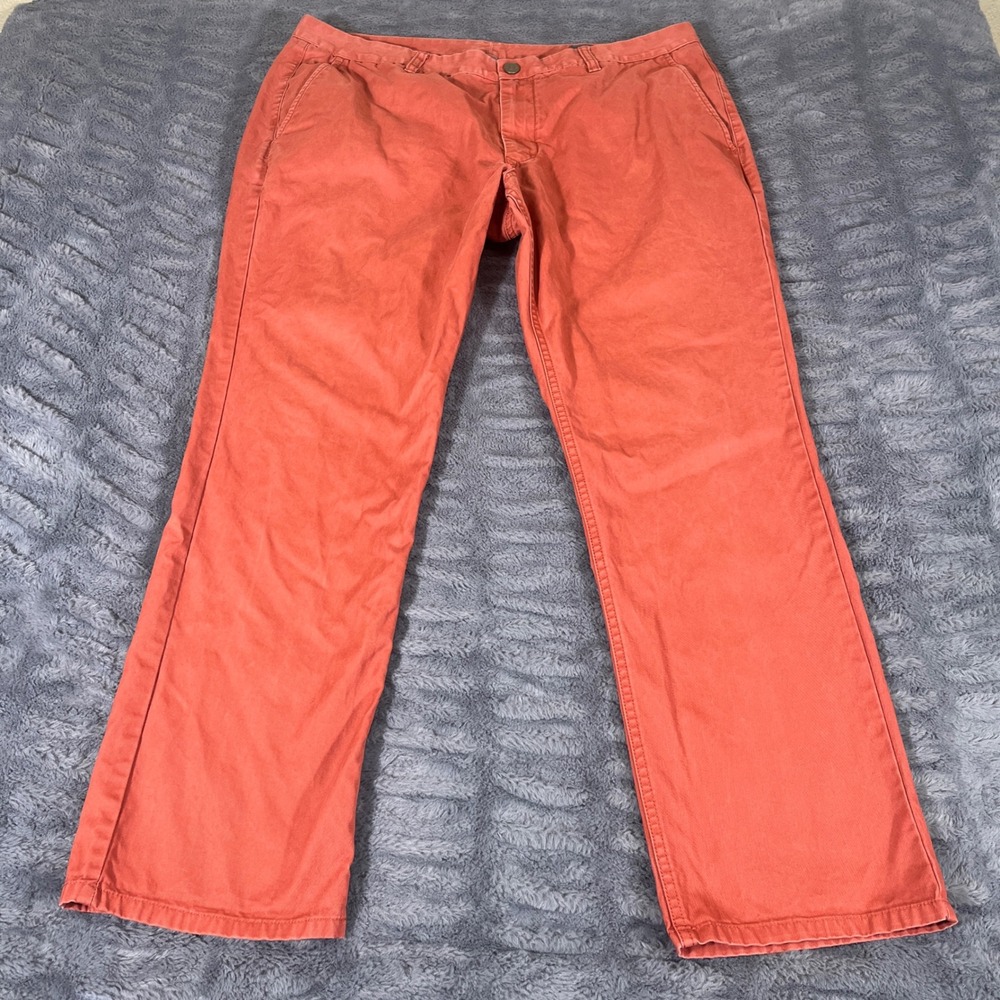 Bonobos Mens Slim Straight Chino Pants 38x30 Coral Orange Cotton Trousers AN423